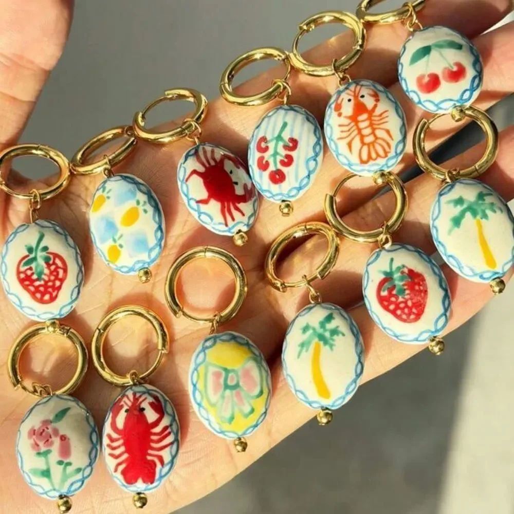 Red Crab Ceramic hoop earring A1722